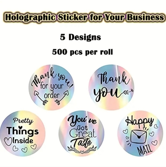 Roll of 500 Thank You Stickers 5 different Designs 🥰 L👀K - Picture 5 of 7